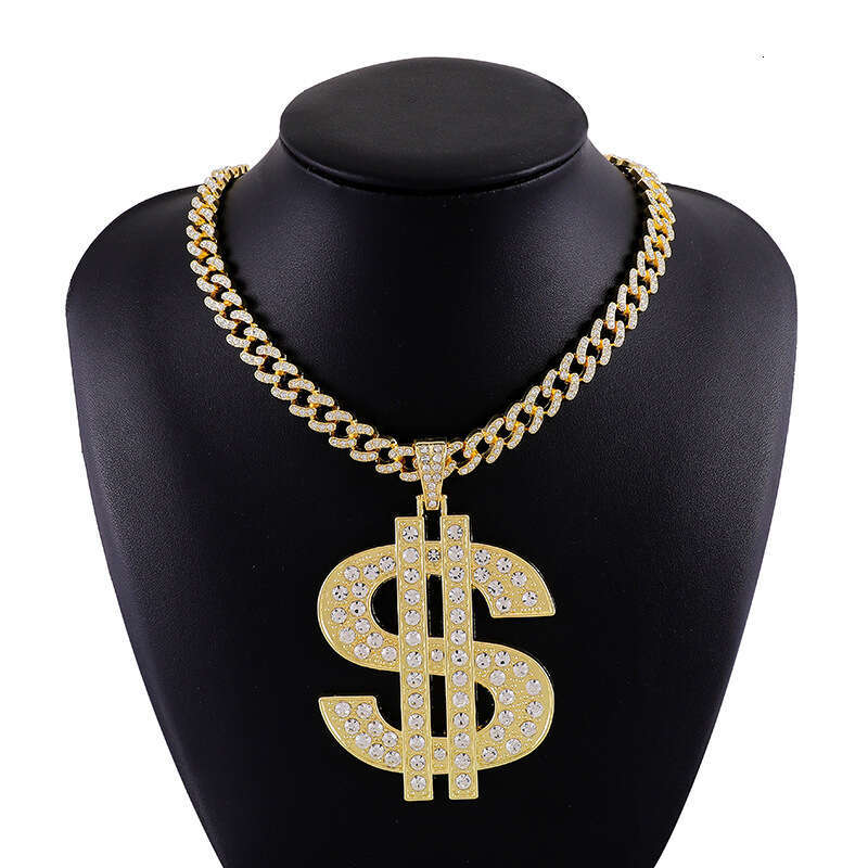 Hip Hop HIPHOP Dollar Cuban Pendant High-Quality Electroplated Color-Retaining Alloy Exaggerated Men's Necklace