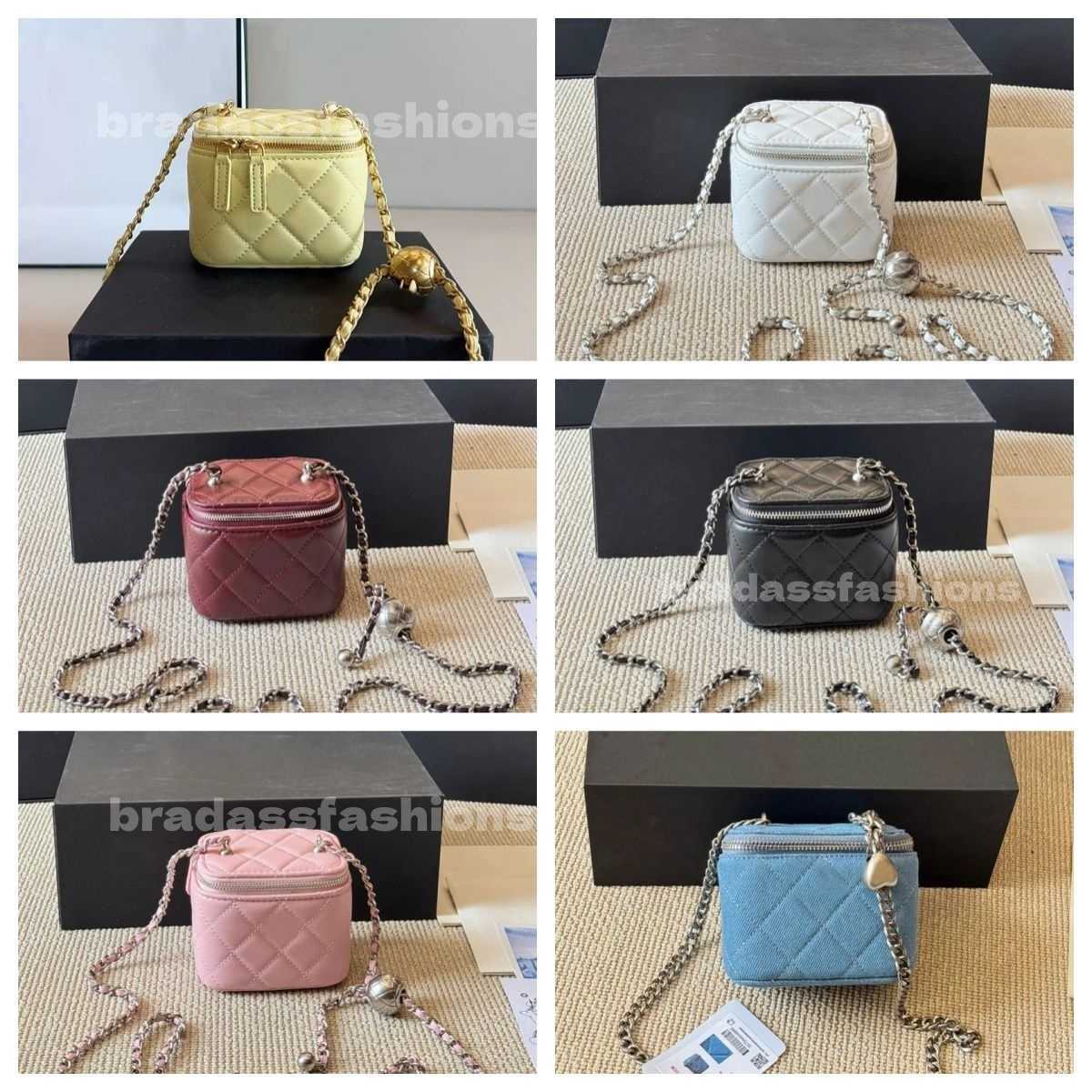 Cases Designer Bag Makeup Bag Quilted Lambskin Leather Vanity Box Adjustable Chain Bag Crossbody Bag Cosmetic Case Purse with Mirror Shoulder Chain Lipstick Purse