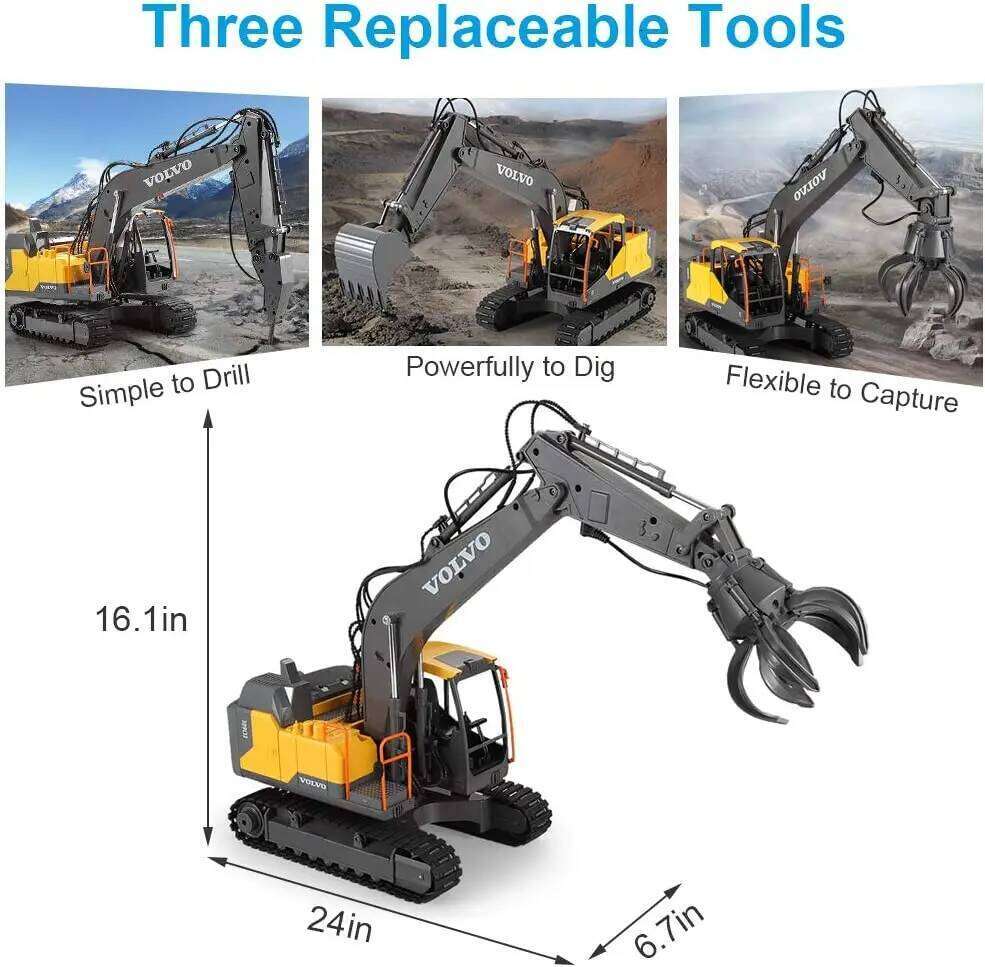 Double E E568 RC Excavator 1/16 17CH Crawler 3in1 Truck Alloy Digger Radio controlled Car Engineering Model Children's Day Gifts C260305
