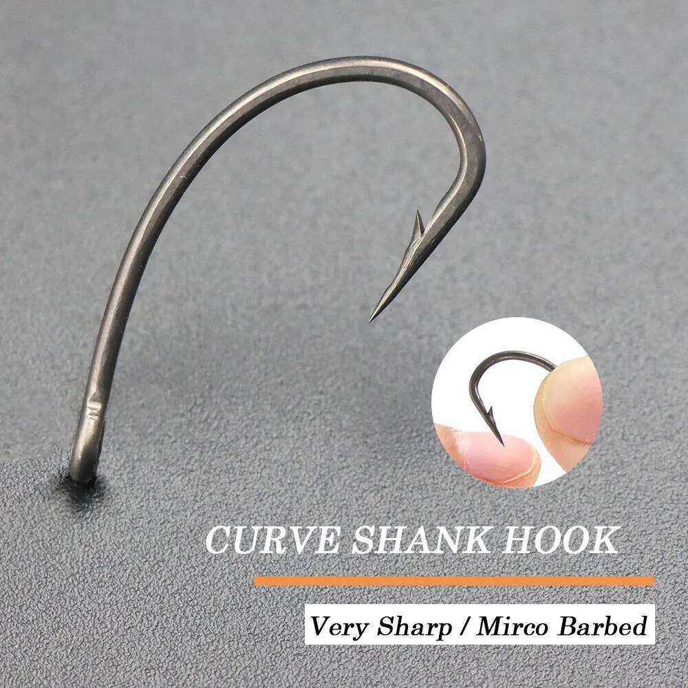 20pcs Carp Fishing Hooks With Micro Barbed High Carbon Steel PTFE Coating Curve Shank Hook For Feeder Fish Accessories Tackle S260305