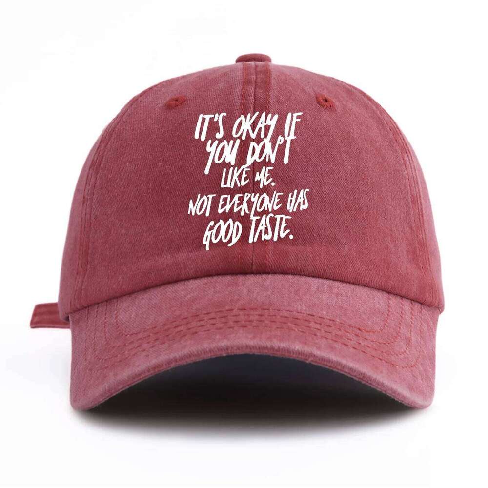 1pc IT'S OK Print Washed Baseball Cap for Adults, Minimalist Retro Style Casual Soft Adjustable Dad Hat, Perfect As Gift Y260304