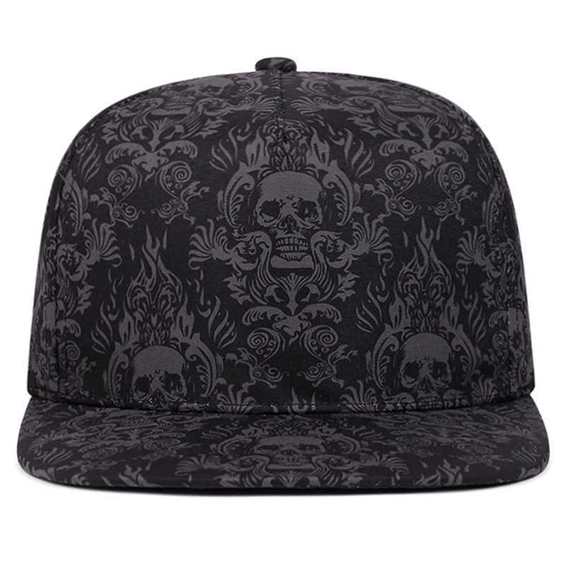 2025 New Fashion Baseball Hat Full Skull Print Street Hip Hop Hat Outdoor Daily Decoration Hat Sunshade Hat Unisex Flat Edge Hat S260306