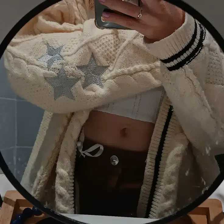 Folklore Cardigan with Star Embroidery Button Up Oversized Knit Jacket Cardigan Sweater Women Teenage Girls TS Concert Outfit M260306