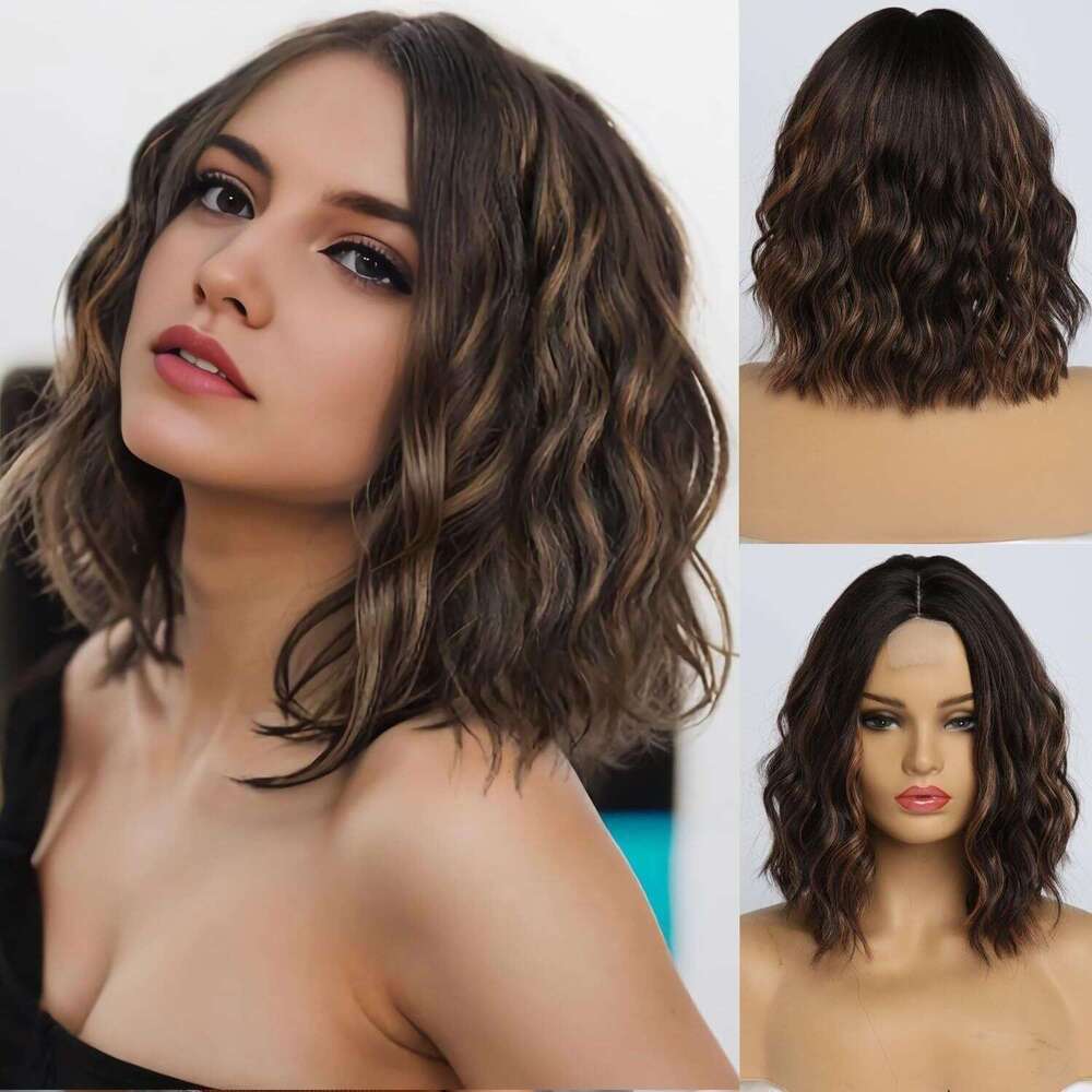 Front Synthetic Fiber Headpieces, Curly Short Wigs, Lace Wigs VMS