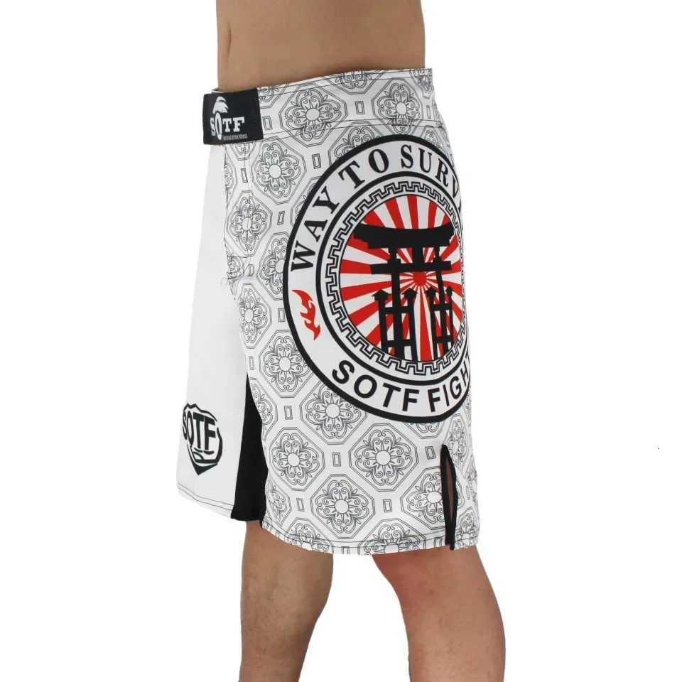 White Japanese Style Print Ferocious Roar Battle Fitness Shorts mma fight shorts Tiger Muay Thai boxing clothing pretorian X260306