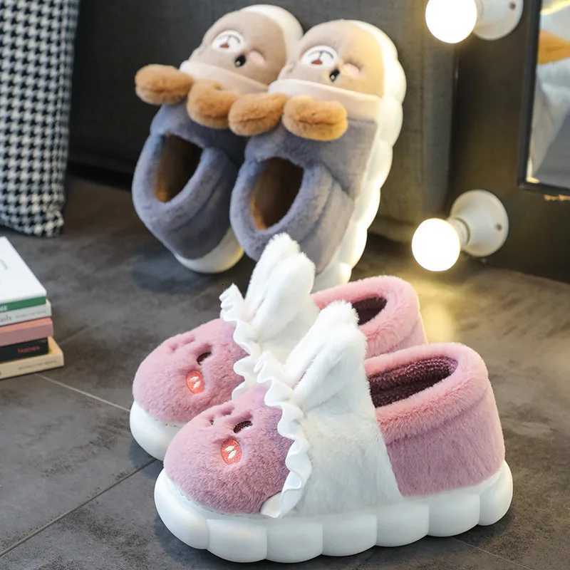 Baby Warm Slippers Autumn Winter New Boys Girls Cartoon Animal Cotton Slippers Non Slip Comfortable Soft Sole Plush Cotton Shoes S260305