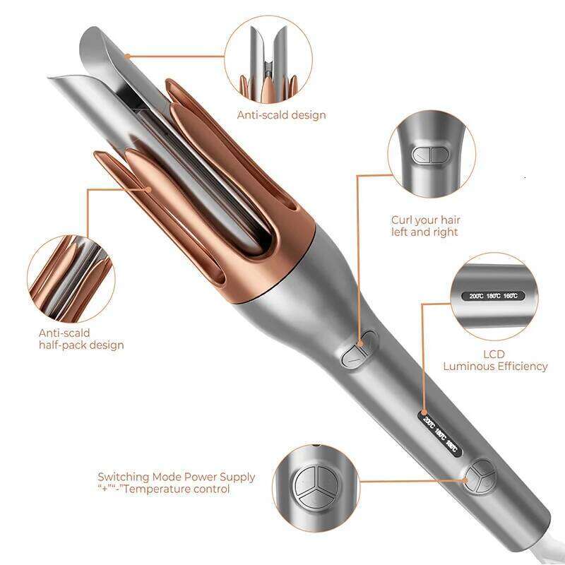 3 grades LCD display 32mm Silver Automatic Iron Large Curling Female Hair Styling Big Wave Salon Accessories Tool 26Y0306
