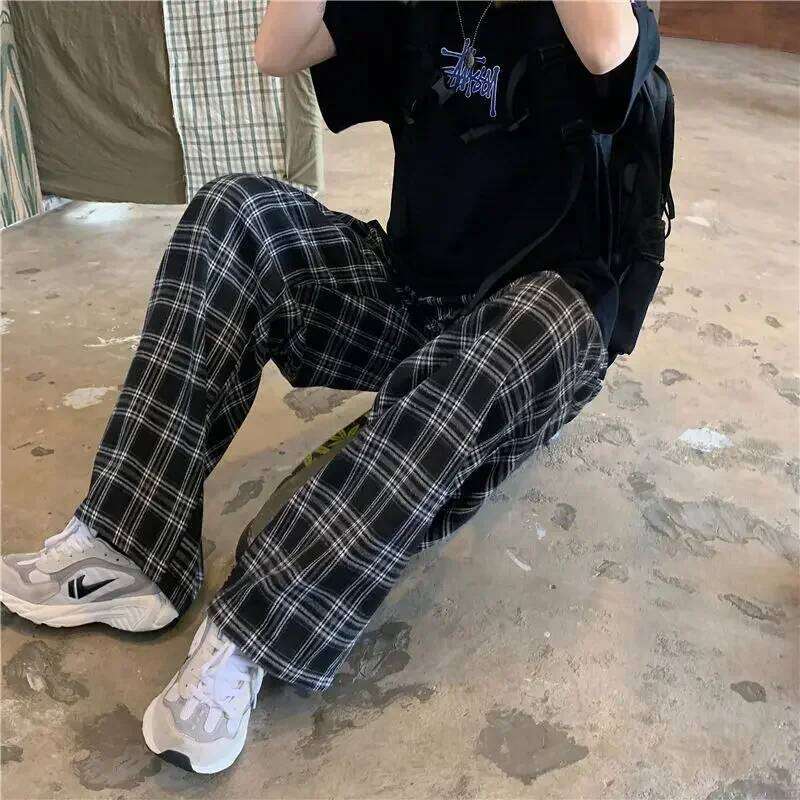 Summer/Winter Plaid Men S-3XL Casual Straight Trousers for Male/Female Harajuku Hip-hop Pants