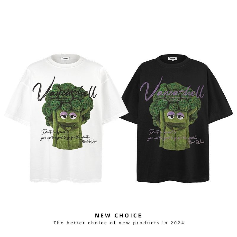 2026 American trendy brand fun cartoon printed short-sleeve T-shirt for men oversize loose fit summer couple's casual short-sleeve shirt