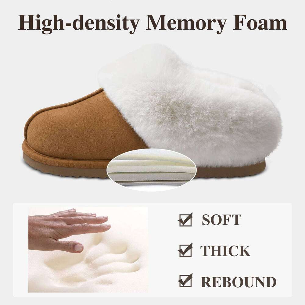 Litfun Fluffy Faux Shoes Indoor Outdoor Furry House Fuzzy Slides Winter Suede Fur for Women Plush Home Slippers