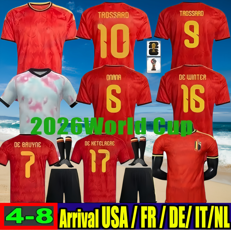 2026 Belgium Soccer Jersey 26/27 Home DE BRUYNE TIELEMANS TROSSARD OPENDA football Shirt DE CUYPER DOKU FOFANA MEUNIER DE BRUYNE BATSHUAYI kids kit uniform