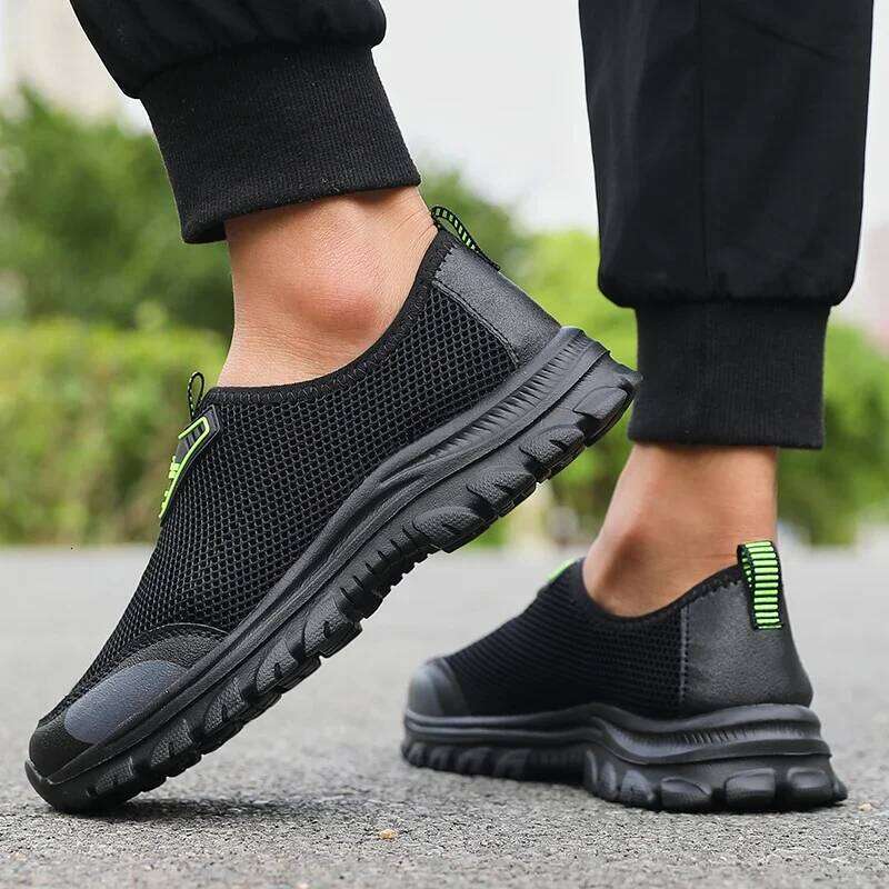 Outdoor Men's on Cool in Summer Mesh Anti Slip Walking Shoes Fashion Breathable Comfortable Black Sneakers for Men