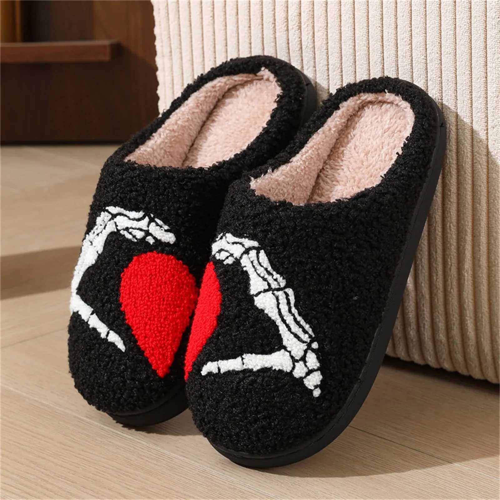 Ghostface Home Cotten Slippers WomenS Winter Halloween Black Warm Plush Slippers Men Flip Flops Indoor Floor Slippers Gift S260305