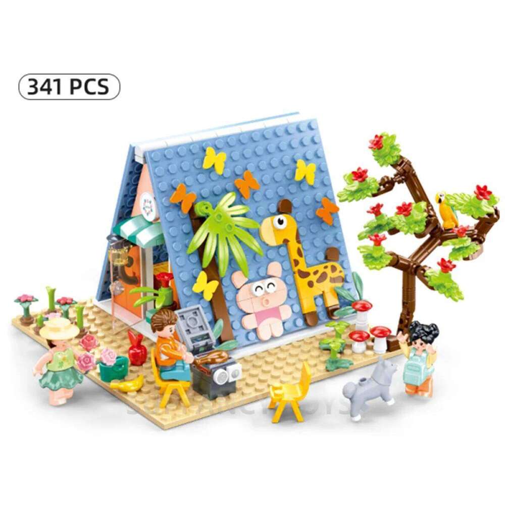 Sluban 341PCS Pink Dream DIY Building Blocks Set Educational Camp Cabin Creative Bricks Kit for Girls Gift Z260305