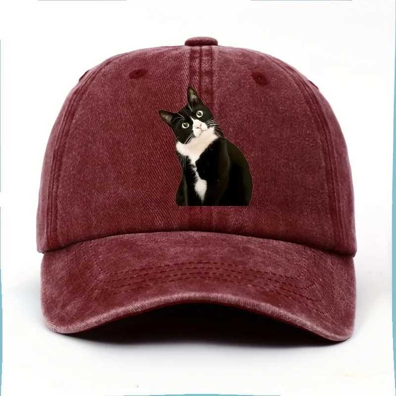 Fun cat print adjustable baseball cap suitable for outdoor travel and leisure activities lightweight breathable and cool S260306