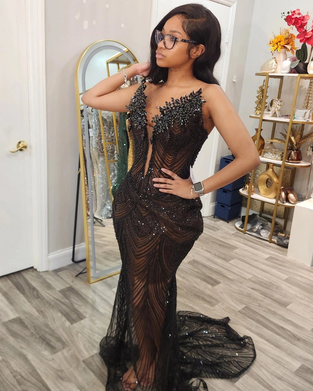 Aso Ebi Black Prom Dress 2026 Mermaid Prom Dress Crystals Illusion Sequined Evening Dresses For Black Women Birthday Party Formal Receiption Gowns Dre