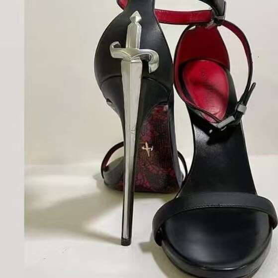 10Cm European And American Style Printed Red Sole Genuine Leather For Women Summer Sexy Elegant Waterproof Platform Super High Heel Sandals - view 7