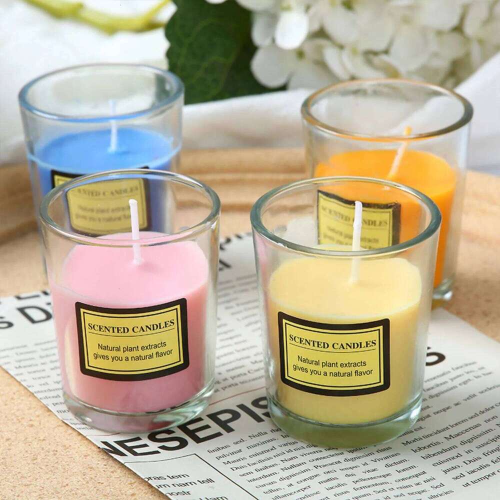 1pc Small Cup Frosted Glass Jar Candle Scented Minimalist Home Office Decor Multi-Purpose W260304 W260305