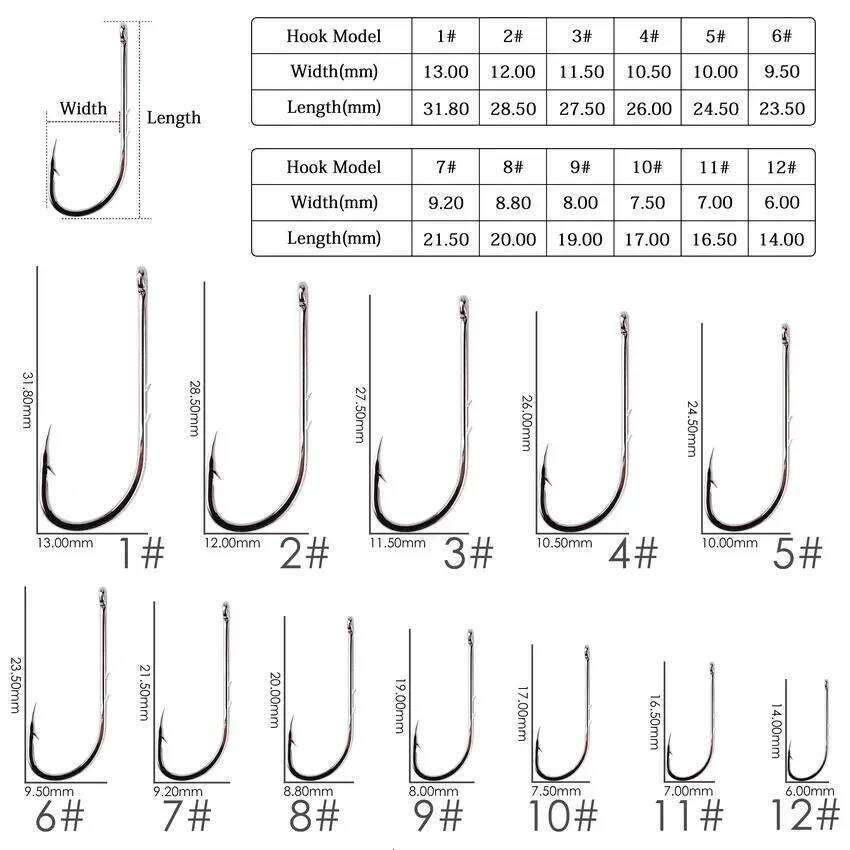 50pcs/Box Silver Long Shank Fishing 1#-12# Fish Hooks High Carbon Steel Sharp Barbed Offset Narrow Bait Hook Carp Fishhook Y260305