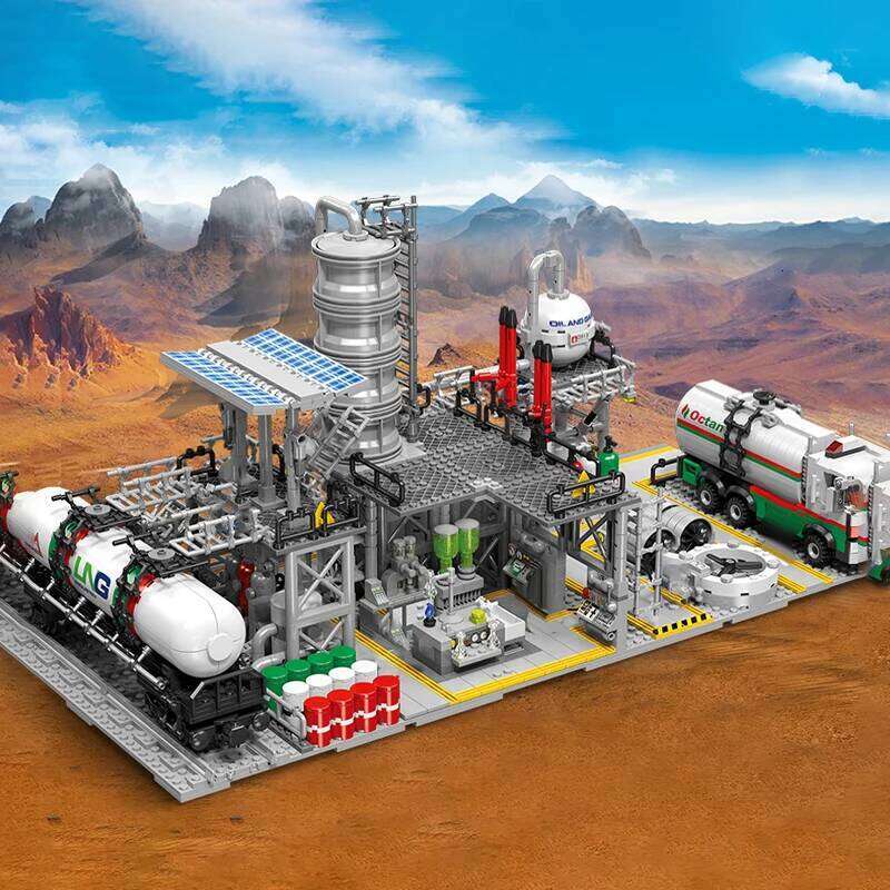 City Street View Building Blocks Natural Gas Storage Center Laboratory Transport Station 3 In 1 Assembly Model Bricks Kids Gifts Z260305