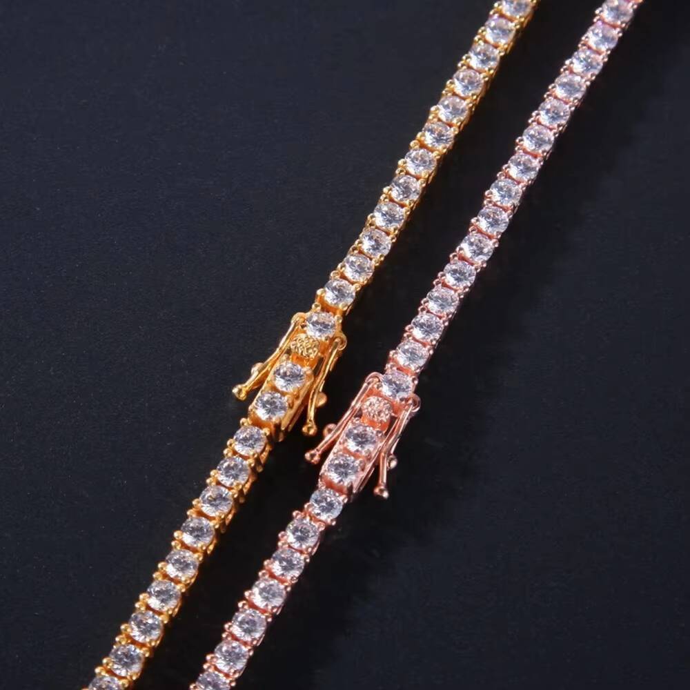 3mm 4mm Wholesale Custom Tennis Chains 925 Sterling Silver Link Chain Hip Hop Jewelry Necklaces Iced Out Moissanite Diamond Tennis Chain