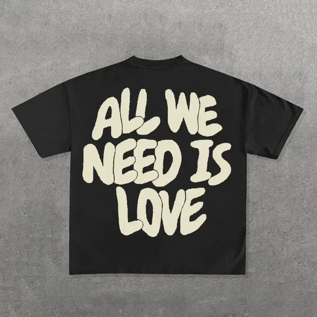 Letter Graphic Print Streetwear Crew Neck T-shirts Unisex Trend Hip-hop Loose Men Women Cotton Gothic High Quality Short Sleeve 260304