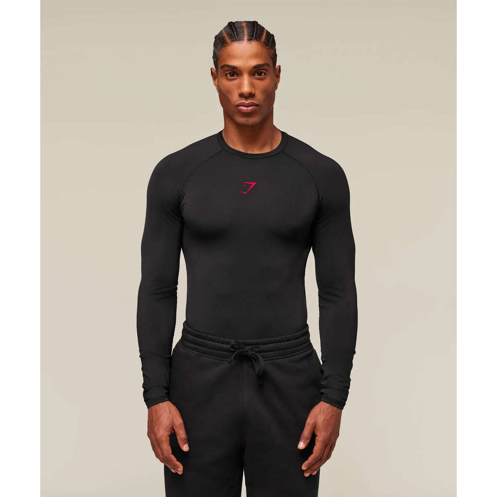 New cross-border GYM muscle fitness men's sports running training elastic breathable quick-dry long-sleeve T-shirt with print TK