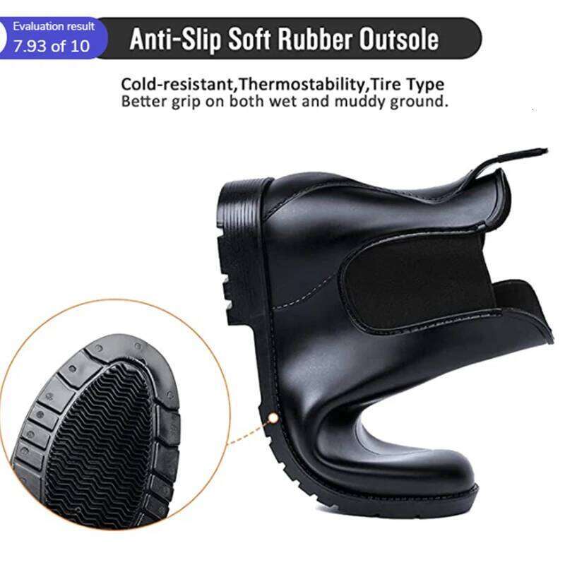 Litfun Women Chelsea Rain Shiny Ankle Waterproof Upper Toe Elastic Band Low Sole Fashion Non-slip Comfortable Boots