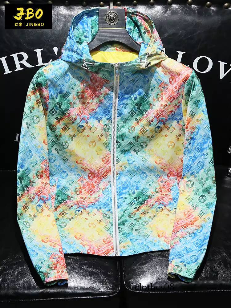 European high-end men's jacket, spring and autumn 2026 new trendy stylish slim-fit jacquard hooded casual jacket for men