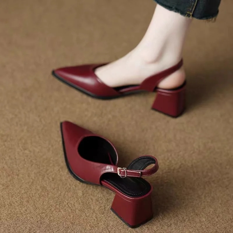 High Heels Sandals Woman Pointed Toe Heeled Shoes Shallow Summer Trend Loafers Slingback Shoes Elegant Dress Pumps Mujer 260303