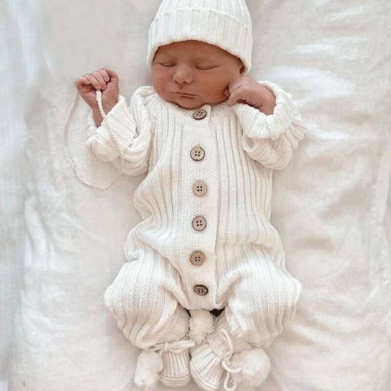 2025 New Infant Girls Knitted Jumpsuit Toddler Baby Girl Boys Long Sleeved Knitting Romper Children Clothes Z260306