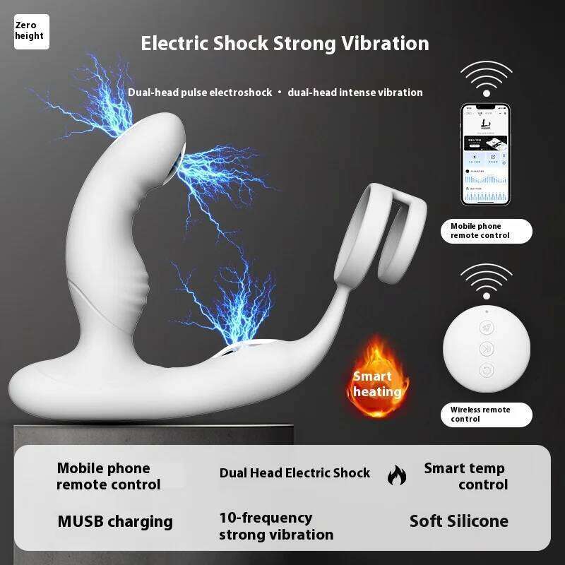 APP remote control prostate massager pulse electric shock heating vibrator delayed ejaculation ring men adult products W260305