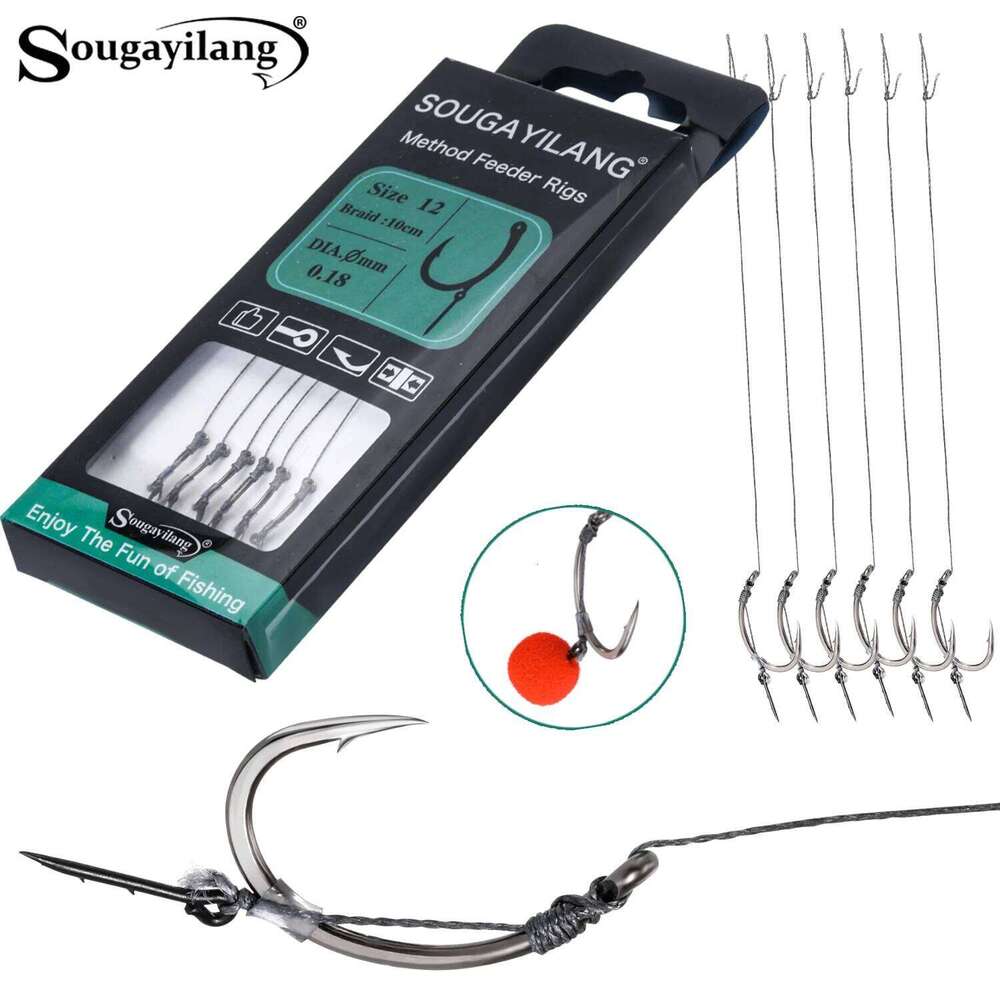 Sougayilang European Hook Set 6 Sharp with Multiple Layers of Grinding Reinforcement on the tip for Carp Fishing S260305