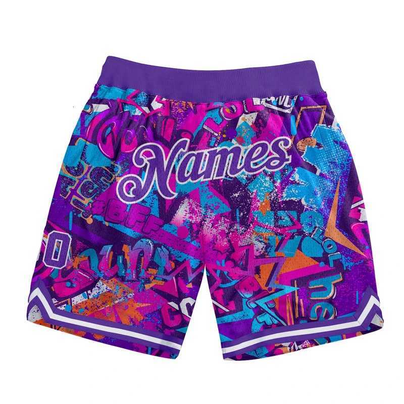 Fashion Graffiti Graphic Basketball Shorts For Men Summer Trend Custom Name Number Sports Short Pants Casual Loose Swim Trunks X260306