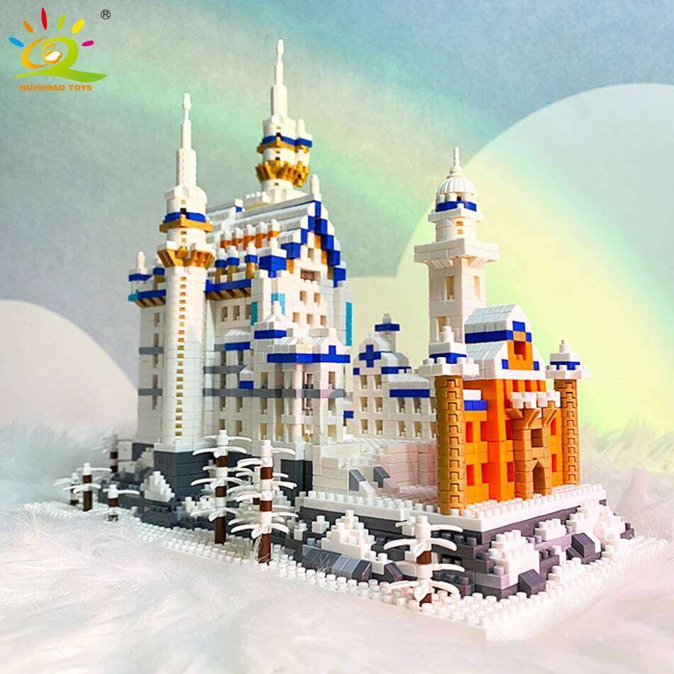 HUIQIBAO 3000pcs Swan Stone Castle Architecture Model Micro Building Blocks City Street View Mini Diamond Bricks Children Toys Z260306