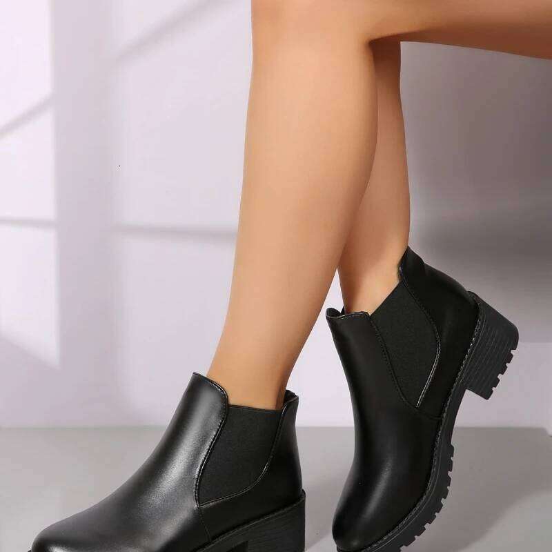 2025 Summer New Short High Heels Round Head Fashion Boots Casual Versatile Women's Shoes