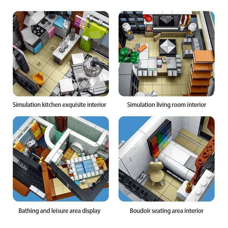 MOC-87366 Creative Modern Villa Modular City Architecture Building Block Bricks Model Street View Sets Kid Toy for Children Gift Z260306