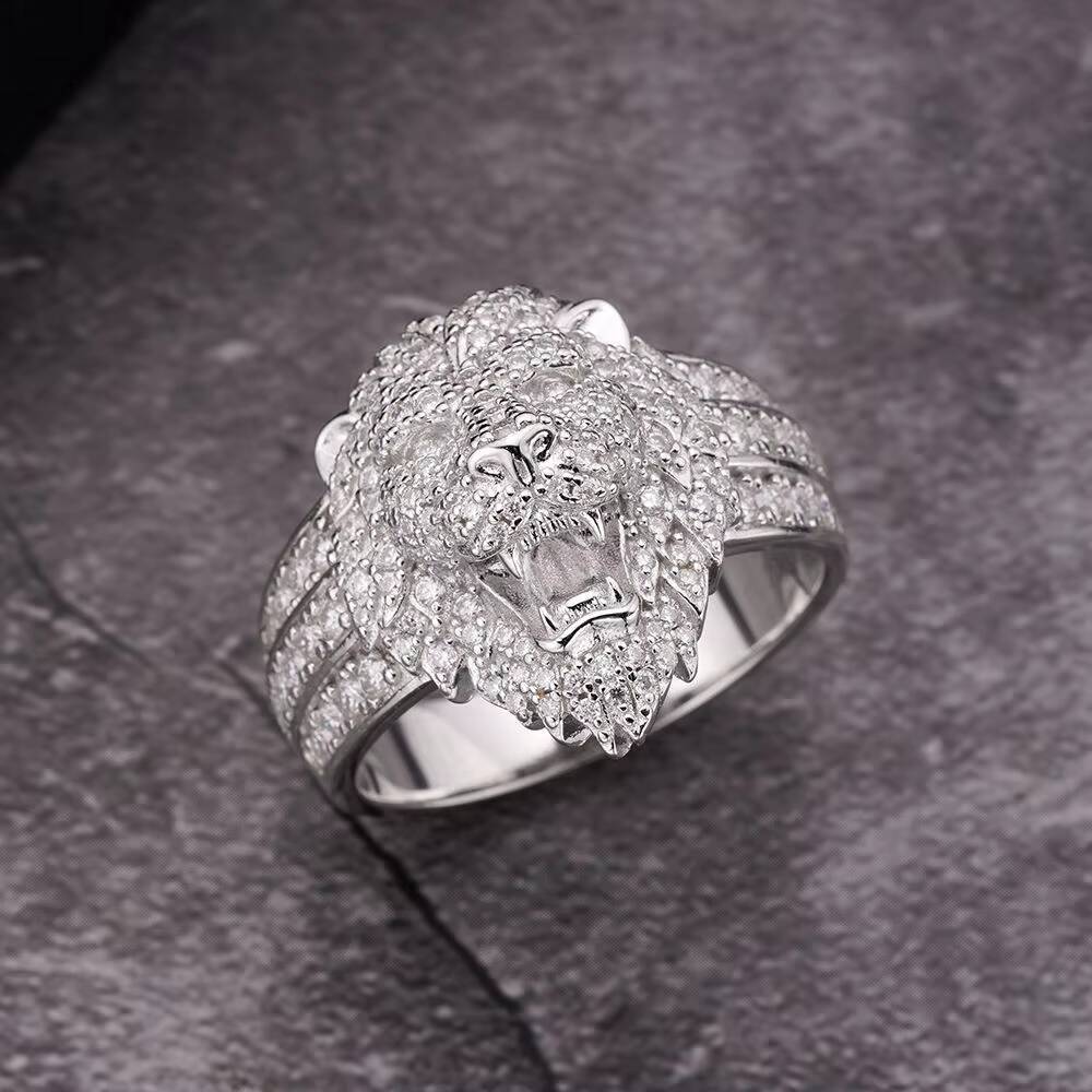New Arrival Hiphop Fashion Fully Iced Pave Setting for Certified Morganite Freshwater Pearl 925 Sterling Silver Rose Gold Ring