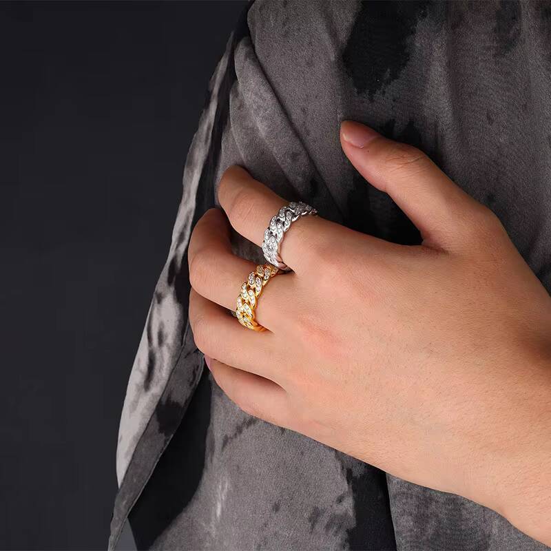 S925 Sterling Silver Moissanite Ring Full Diamond Hip-hop Cuba Luxurious Morganite Setting Trendy Mens and Womens Finger Ring