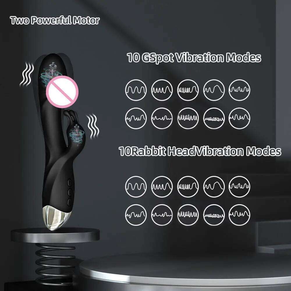 Rabbit Vibrator for Women Powerful G Spot Clit Stimulator Vagina Nipple Massage Dildo Female Masturbator Adults Sex Toy W260305