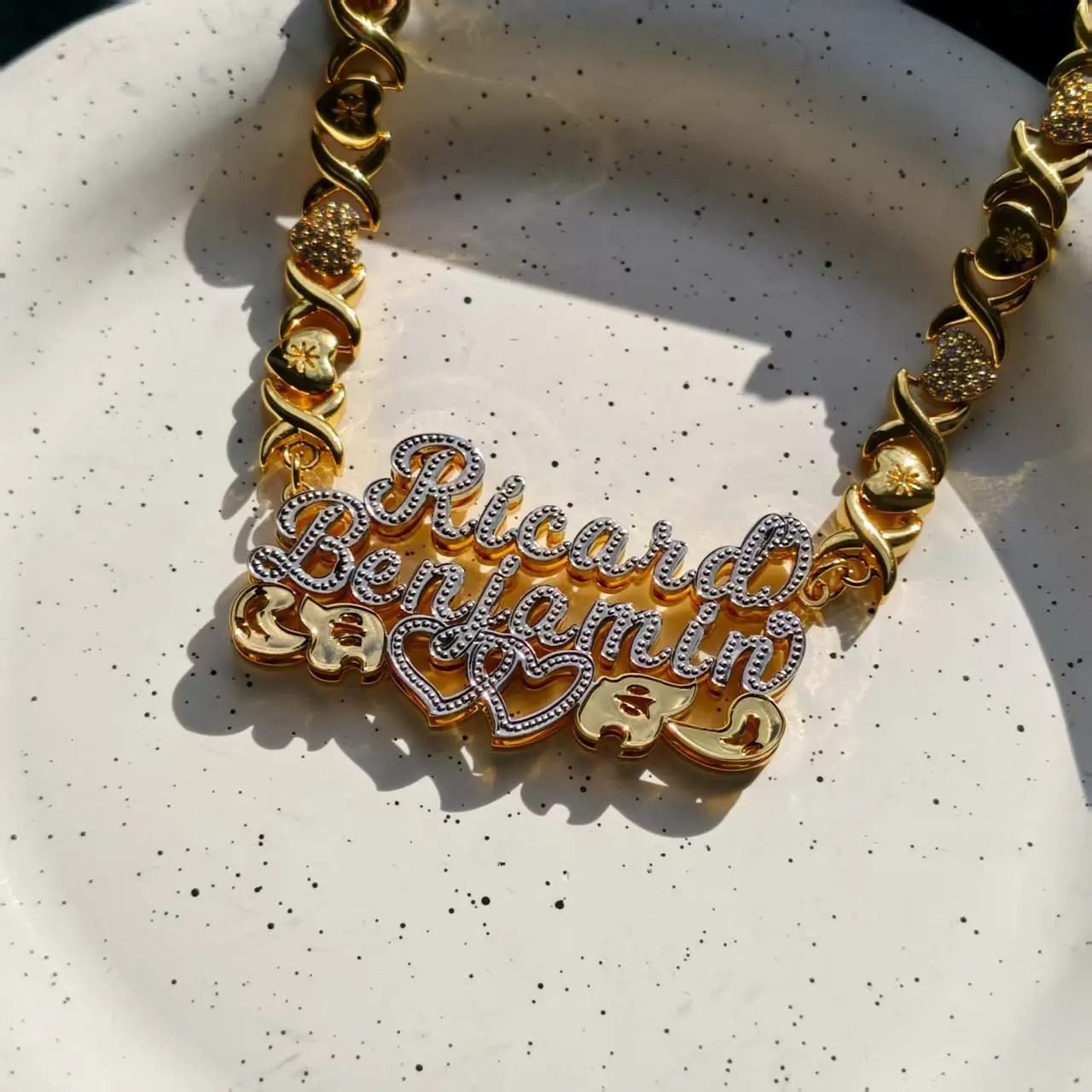 Wholesale Customized 2 Name Necklace Personalized Letter 3D Double Necklace Personalized Jewelry Valentines Day Gift for Her 260302