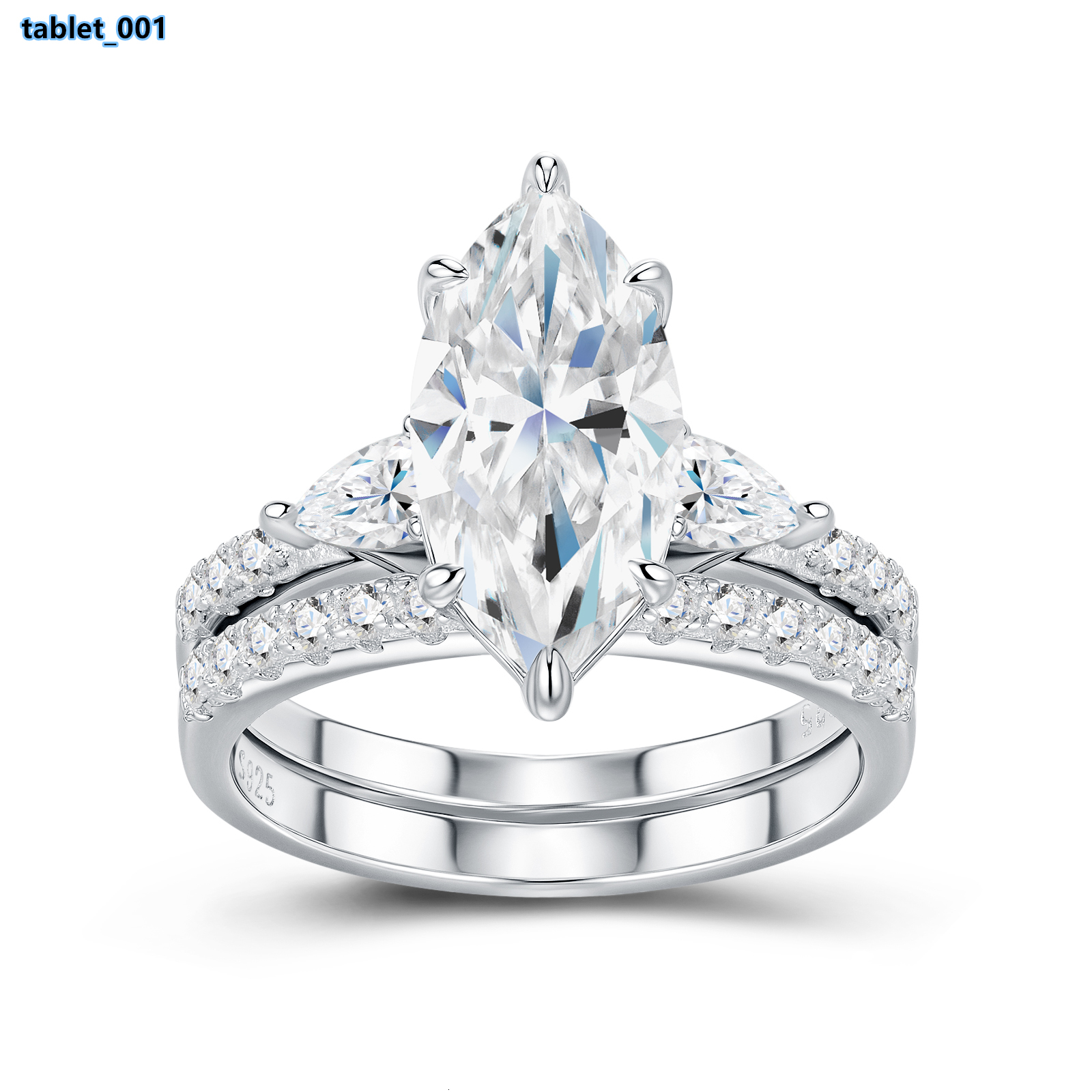 New Design Popular Luxury Moissanite Jewelry 925 Sterling Silver Twin Ring Marquise 714 3 Exquisite Ring