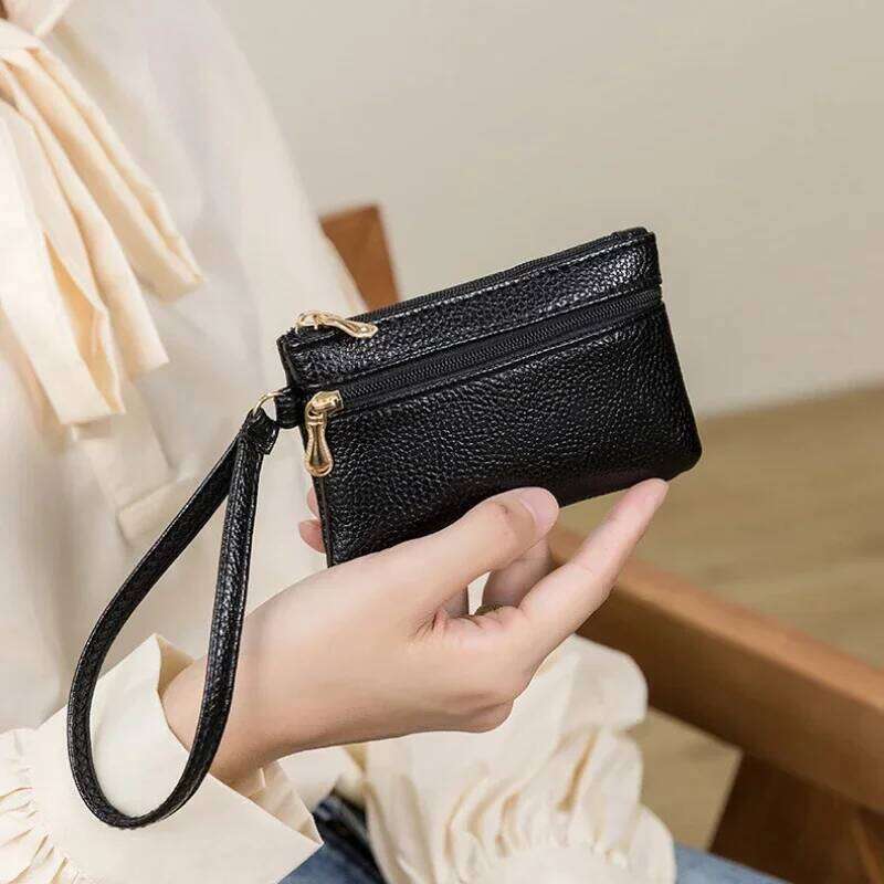 Double Zipper Coin Purse Women Large Capacity Multi Pocket Credit Card ID Holder Wallet Mini Storage Hand Bag C260304