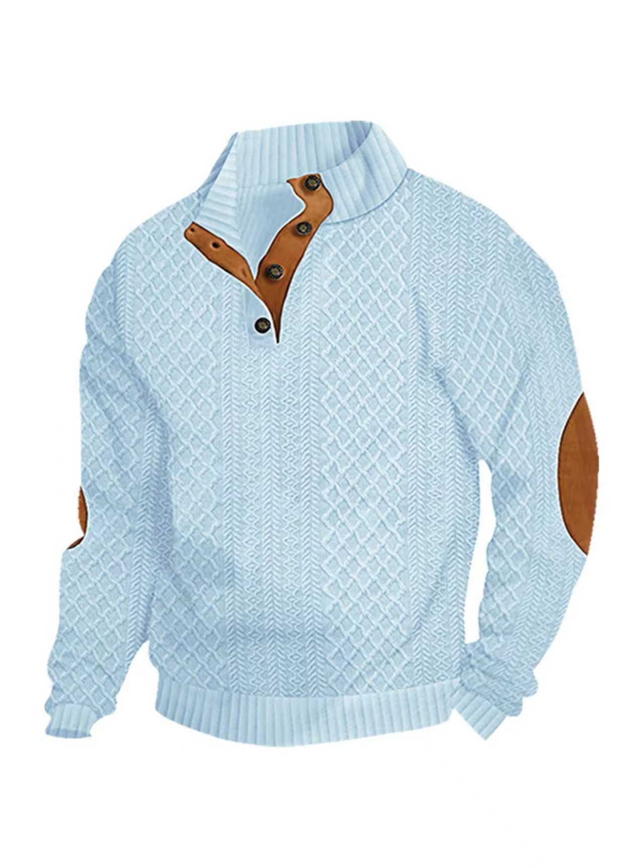 Spring and Autumn Men's Wear European Size Hot Selling Men's Stand up Collar Long Sleeve Casual Outdoor Hoodie Jacquard Knitted Sweater