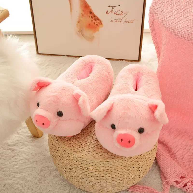 Cartoon Couples Home Slippers Men Women Winter Indoor Warmth Piglet Cotton Shoes Plush Floor Anti Slip Slippers Soft Bottom2024 S260305