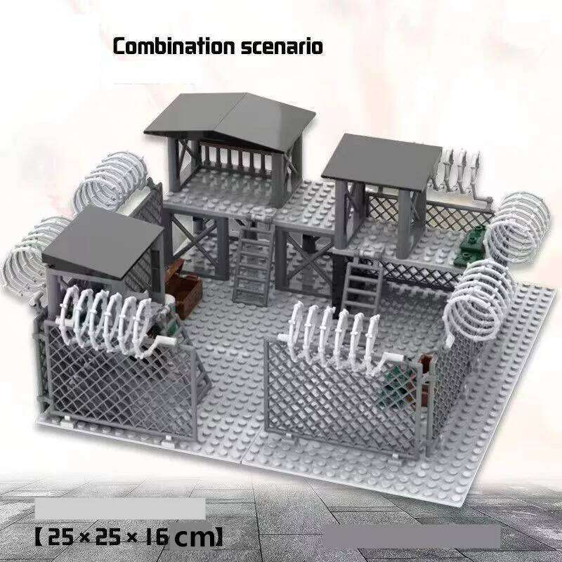 Upgrade Military Base Building Block Sets DIY WW2 Army War scene model Blocks Boys Toys Z260306