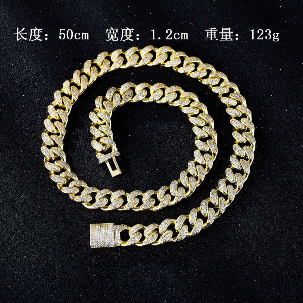 European and American hip-hop jewelry, eye-shaped zircon men's high-quality micro-inlaid diamond Cuban necklace, hiphop