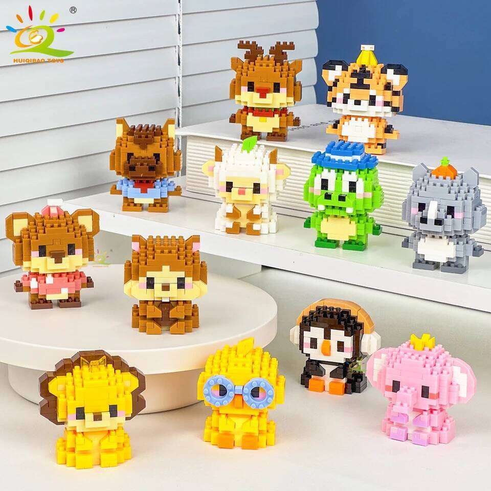 HUIQIBAO Mini Cute Anima Micro Building Blocks 3D Diamond Model LION Bricks DIY City Construction Toys for Children Kids Gift Z260306