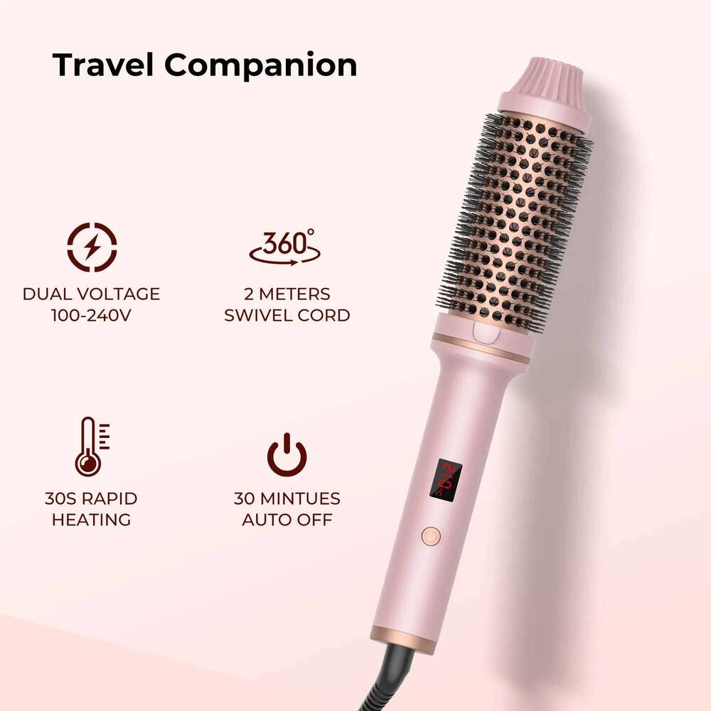 Thermal 1.5 in Heated Ceramic Comb Volumizing Travel Curling Iron with Brush 26Y0306