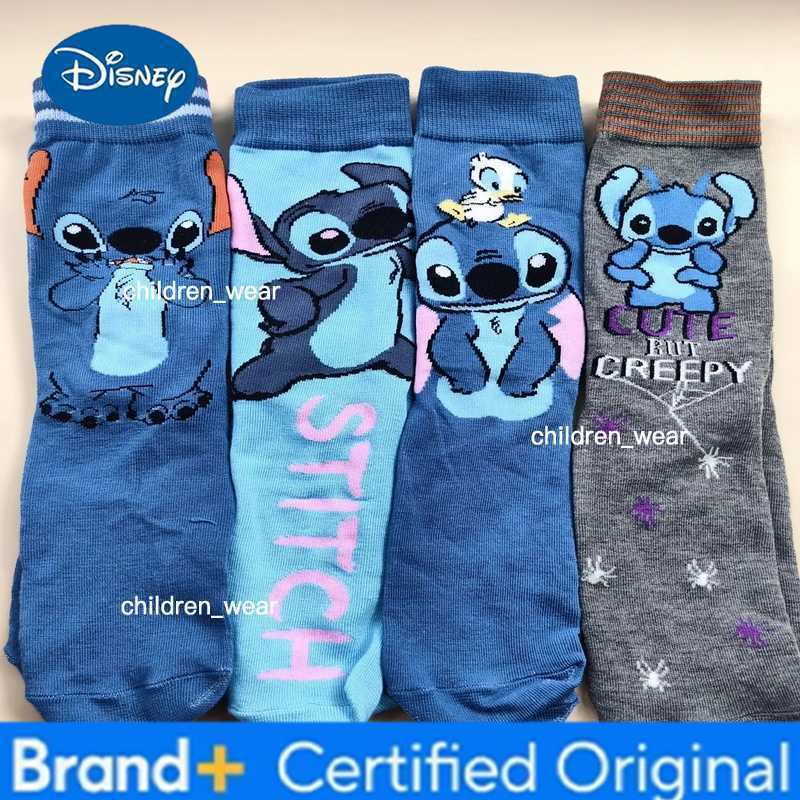 Disney Diseny Stitch Long Kids Socks Cartoon Stitch Kawaii Men Socks Creative Skateboard Socks Casual Fashion Knee-High Socks Gift Kid H260306